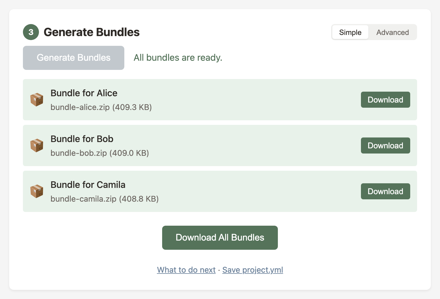 Generating bundles in Step 3