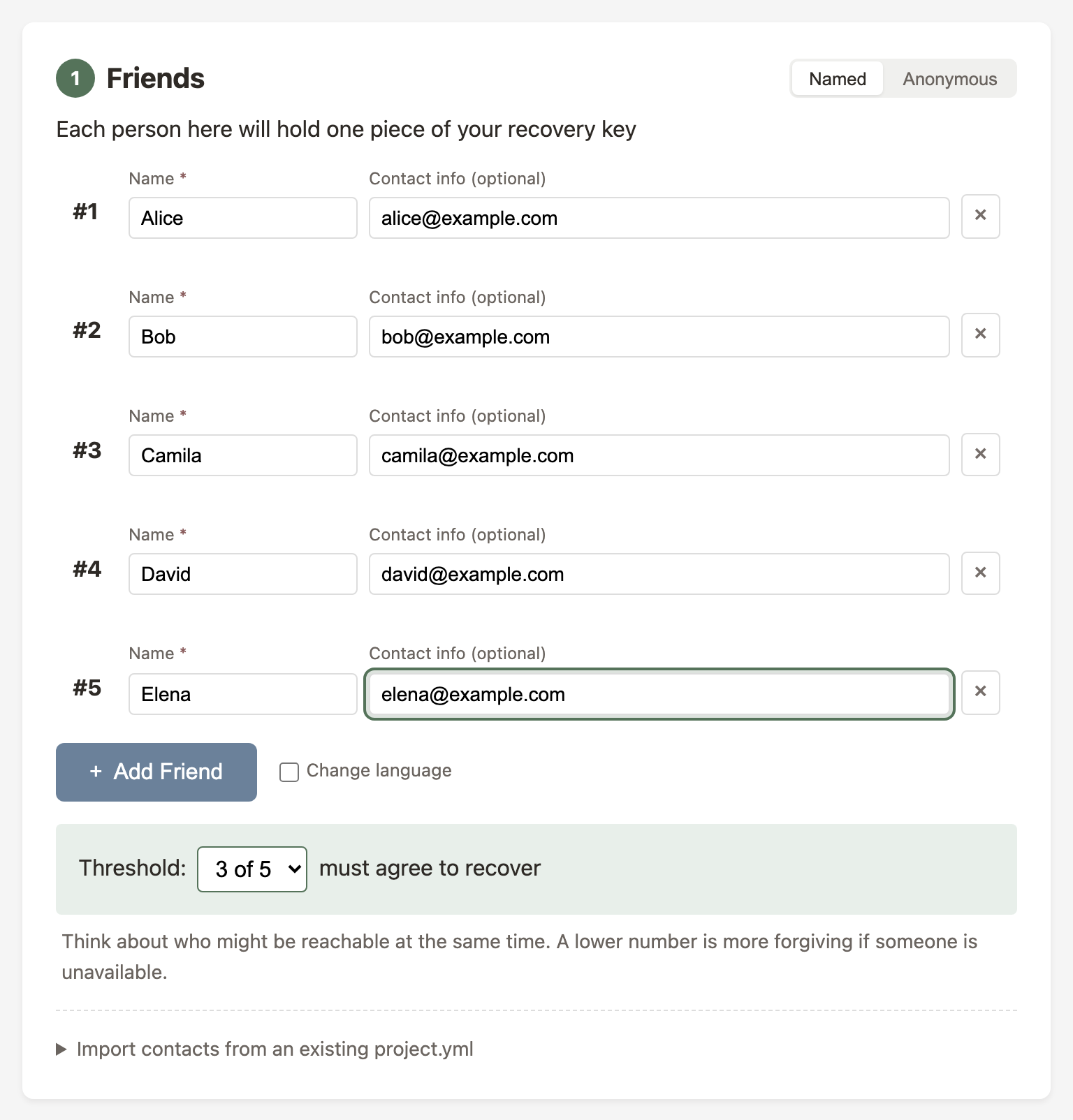 Agregando amigos en el Paso 1