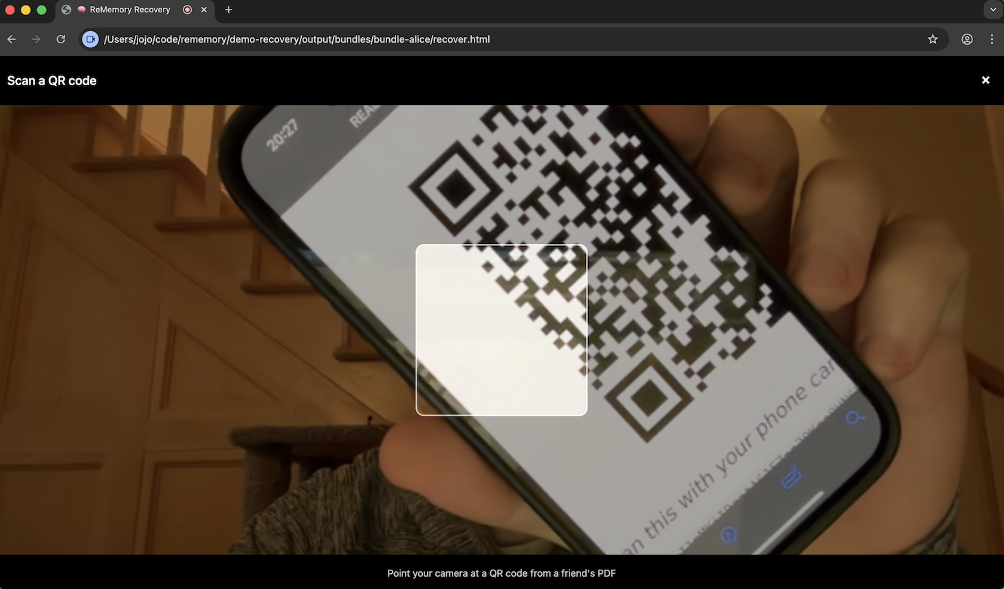 Scanning a QR code from a printed PDF